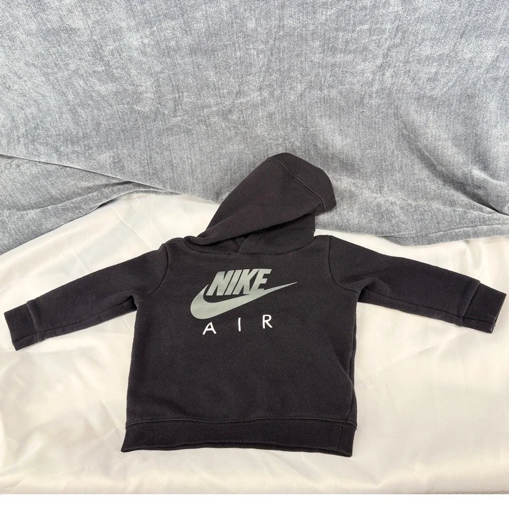 Nike Air Hoodie Kids 18M Black Cotton Blend Regular Fit Logo Pullover Sweatshirt
